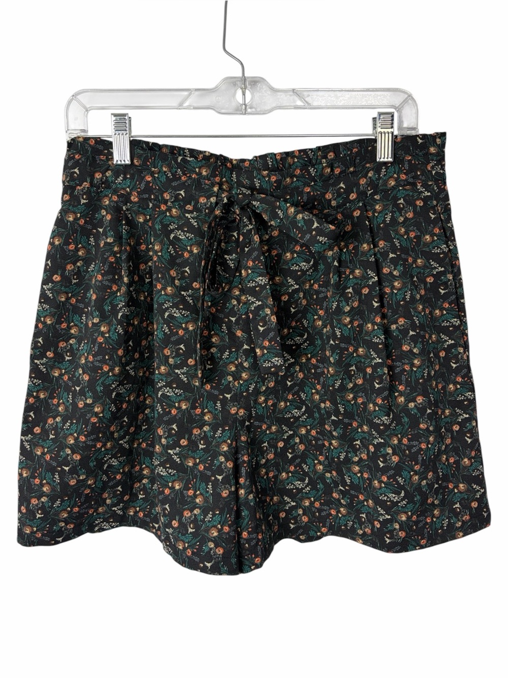 DR2 Floral Waist Tie Shorts Women’s Large Black Botanical Cottagecore